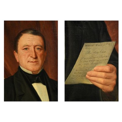 Charles-Gustave Housez, Portraits, 19th-Century, Oil on Canvas, Framed, Set of 2-NQ-1124746