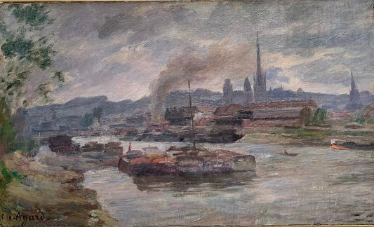 Charles Jean Agard View of Rouen France, Impressionist 19th Century, Oil, 1898