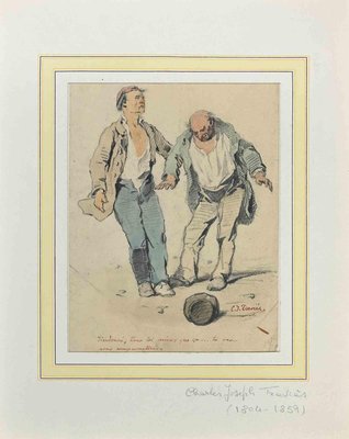 Charles Joseph Traviès, Travelers, Original Drawing, Mid 19th-Century-ZCI-1267788