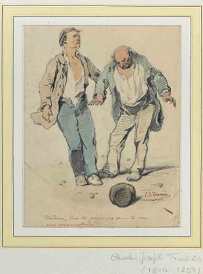 Charles Joseph Traviès, Travelers, Original Drawing, Mid 19th-Century-ZCI-1267788