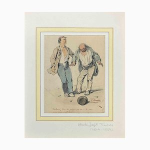 Charles Joseph Traviès, Travelers, Original Drawing, Mid 19th-Century-ZCI-1267788