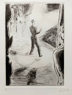 Charles Kiffer, Maurice Chevalier, Original Drypoint Etching, 1920s-NRC-1403015