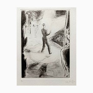 Charles Kiffer, Maurice Chevalier, Original Drypoint Etching, 1920s-NRC-1403015