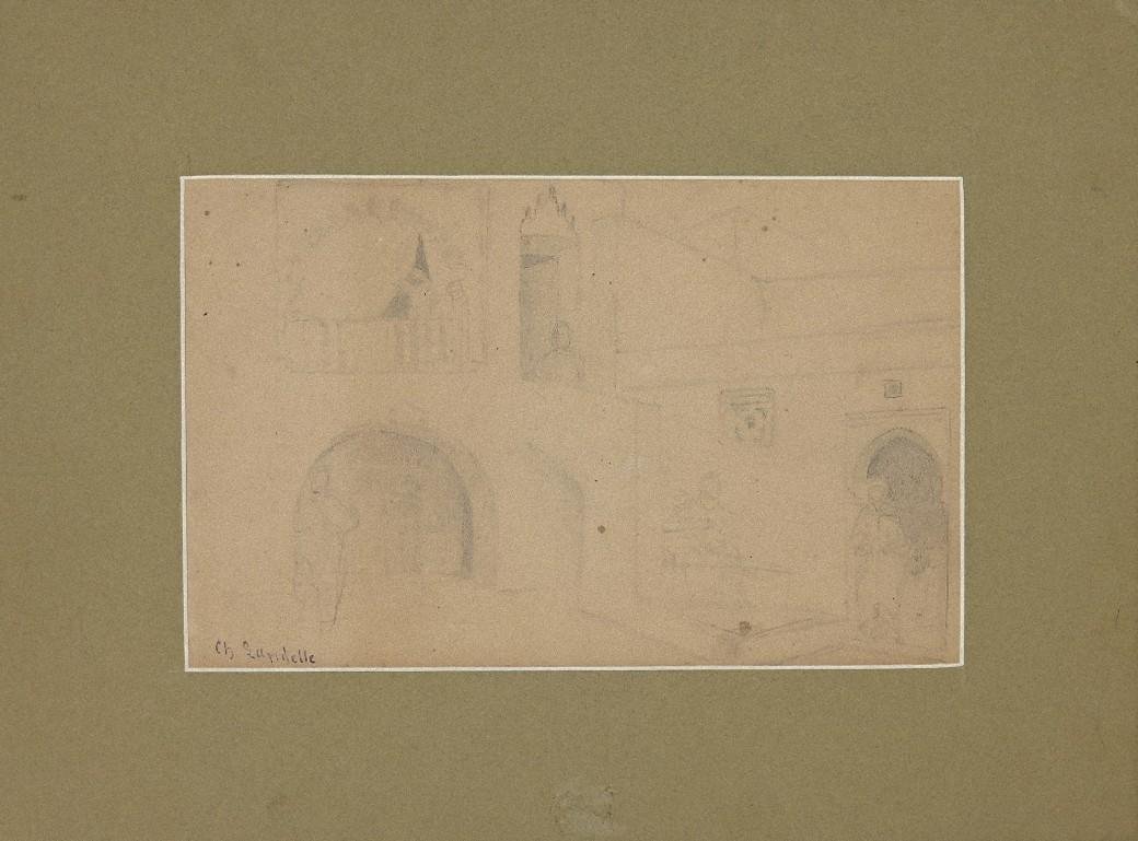 Charles Landelle, Moorish Interior, Pencil on Paper, Late 19th Century