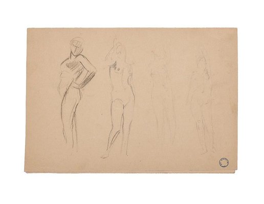 Charles Lucien Moulin, Figures of Women, Original Drawing, Early 20th-Century-ZCI-932306