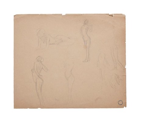 Charles Lucien Moulin - Figures of Women - Pencil Drawing - Early 20th-Century-ZCI-913454