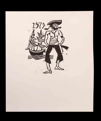 Charles Sterns, Sailor Man in 1579, Woodcut Print, Early 20th Century-ZCI-2024951