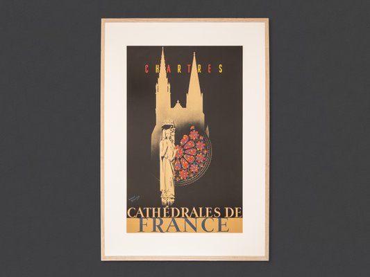 Chartres: Cathedrals of France Art Deco Travel Poster, 1930s, Framed-GPP-1125740