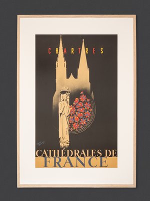 Chartres: Cathedrals of France Art Deco Travel Poster, 1930s, Framed-GPP-1125740