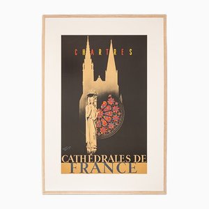 Chartres: Cathedrals of France Art Deco Travel Poster, 1930s, Framed-GPP-1125740