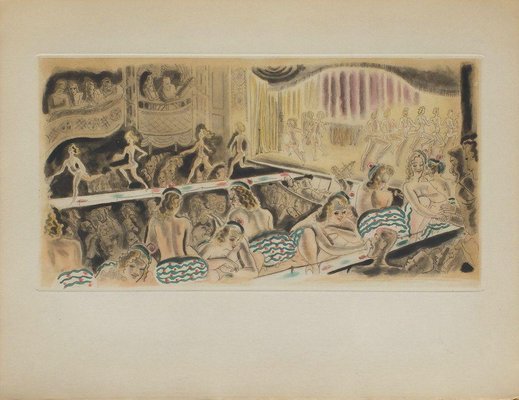 Chas-Laborde, Rues et visages de New-York, Music Hall, 1950, Etching on Wove Paper-FMZ-1112420