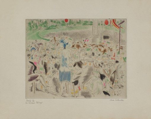 Chas-Laborde, Rues et visages de Paris, A Longchamp, 1926, Etching on Wove Paper-FMZ-1112427