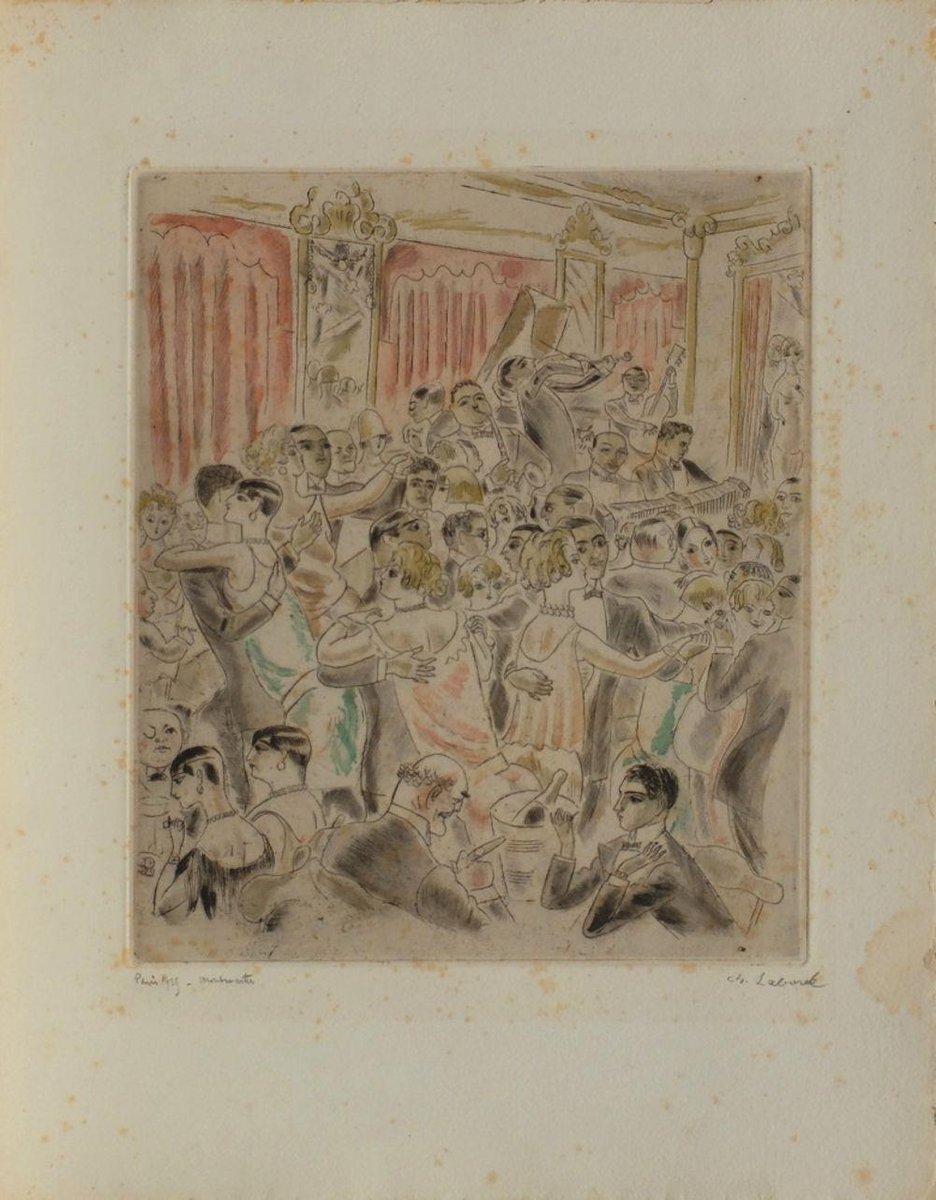 Chas-Laborde, Rues et visages de Paris, Bal à Montmartre, 1926, Etching on Wove Paper