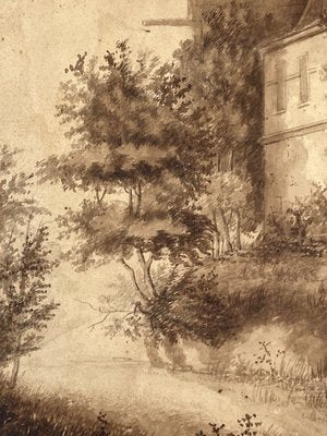 Château, 1800s, Wash Drawing on Paper-QKG-1450016