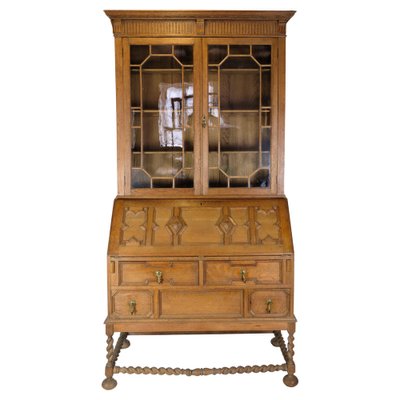 Chatol with Upper Cabinet in Oak with Wood Carvings, England, 1890s-UY-1723424