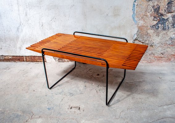 Cherry and Metal Coffee Table in the Style of Ettore Sottsass, Italy, 1950s-VCV-669419