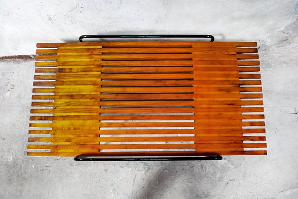 Cherry and Metal Coffee Table in the Style of Ettore Sottsass, Italy, 1950s-VCV-669419