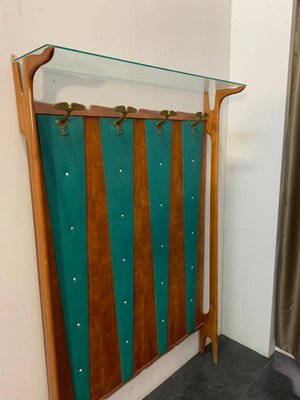 Cherry & Green Leatherette Coat Rack, 1950s-IJR-801831