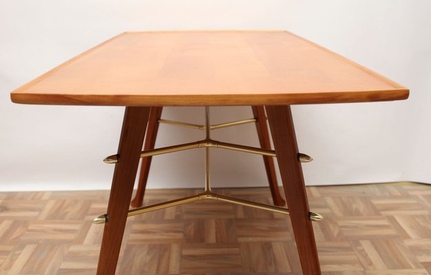 Cherry Wood and Brass Coffee Table, 1950s-PF-608609