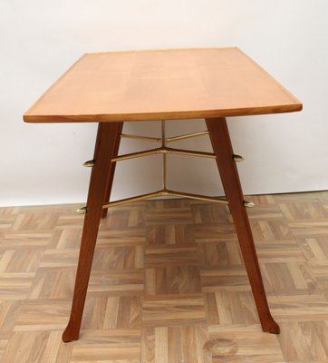 Cherry Wood and Brass Coffee Table, 1950s-PF-608609