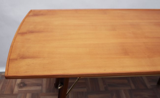 Cherry Wood and Brass Coffee Table, 1950s-PF-608609