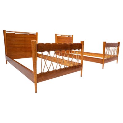 Cherry Wood Beds by Guglielmo Pecorini, Italy, 1940s, Set of 2-FGA-1133454