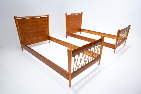 Cherry Wood Beds by Guglielmo Pecorini, Italy, 1940s, Set of 2-FGA-1133454