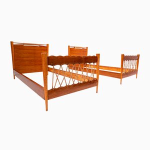 Cherry Wood Beds by Guglielmo Pecorini, Italy, 1940s, Set of 2-FGA-1133454