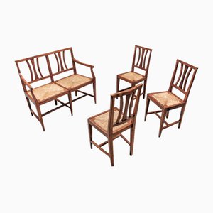 Cherry Wood Dining Room Set, Spain, 1960s, Set of 4-KQB-1791890