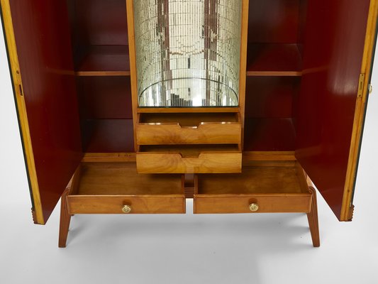 Cherry Wood Mirrored Bar Cabinet by Osvaldo Borsani for ABV, 1940-YJA-1397594