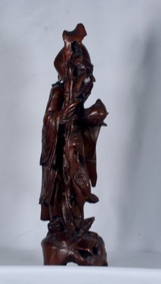 Cherry Wood Sculpture of Shou Lao Shou Xing God of Longevity-VHF-1772351