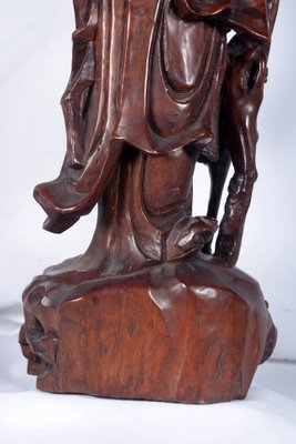 Cherry Wood Sculpture of Shou Lao Shou Xing God of Longevity-VHF-1772351