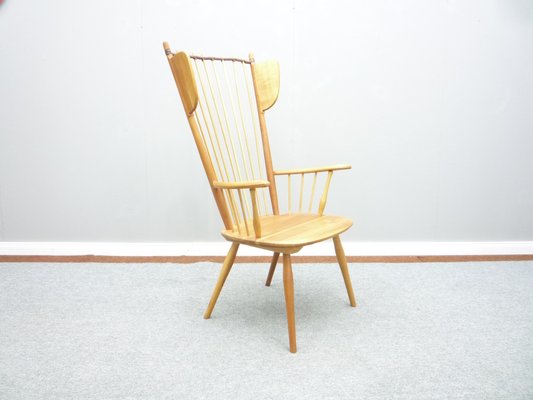 Cherry Wood Wingback Chair by Albert Haberer for Fleiner, 1940s-UG-1343647