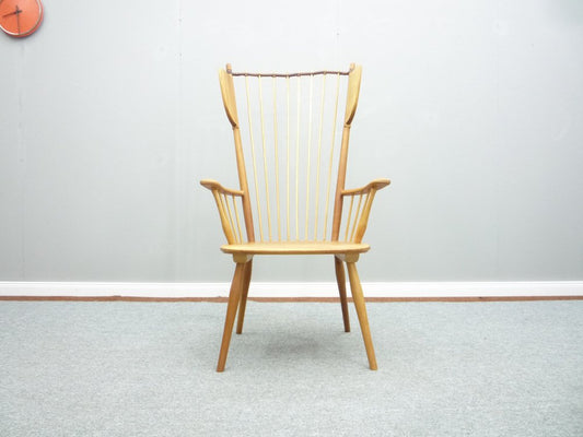 Cherry Wood Wingback Chair by Albert Haberer for Fleiner, 1940s