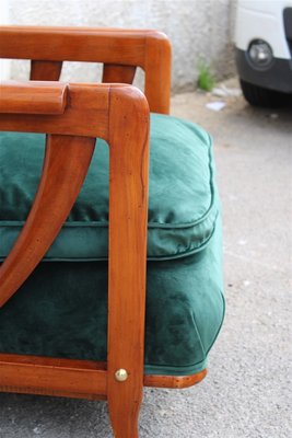 Cherrywood & Forest Green Velvet Lounge Chairs by Paolo Buffa, 1950s, Set of 2-EH-866289