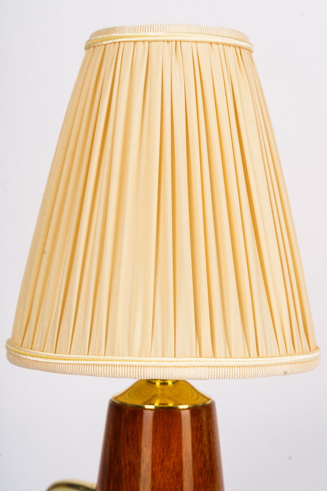 Cherrywood Table Lamp with Fabric Shade by Rupert Nikoll, Vienna, Austria, 1950s