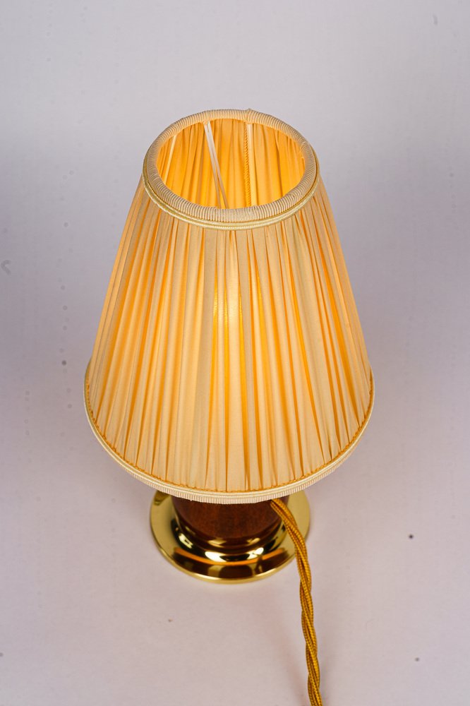 Cherrywood Table Lamp with Fabric Shade by Rupert Nikoll, Vienna, Austria, 1950s