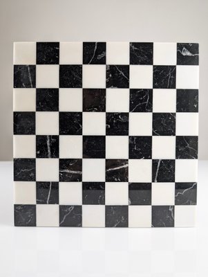 Chess Board in Black and White Marble by Pietra Dura, 1970s-JJT-2016389