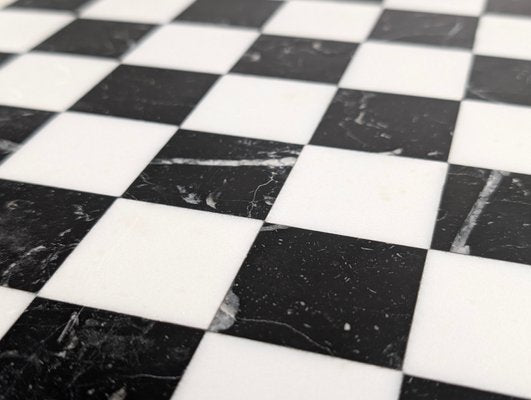 Chess Board in Black and White Marble by Pietra Dura, 1970s-JJT-2016389