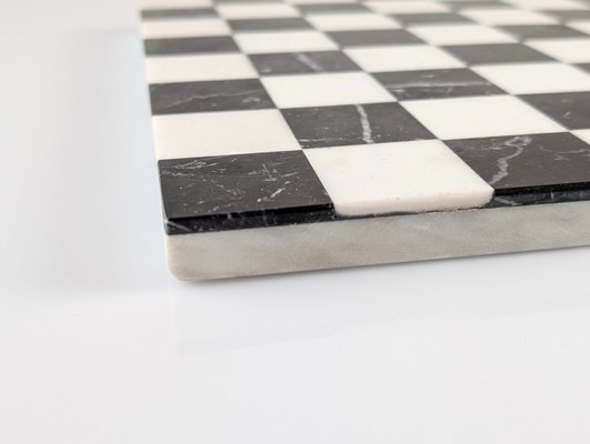 Chess Board in Black and White Marble by Pietra Dura, 1970s-JJT-2016389