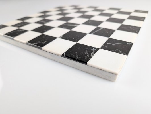 Chess Board in Black and White Marble by Pietra Dura, 1970s-JJT-2016389