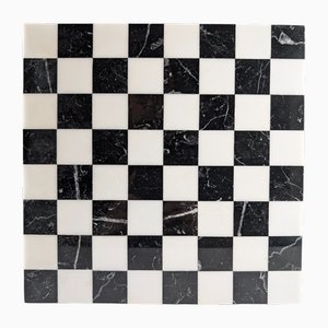 Chess Board in Black and White Marble by Pietra Dura, 1970s-JJT-2016389