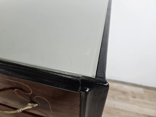 Chest of Drawers in Mahogany and Lacquered Mahogany with Brass Handles, 1960s-ZUW-2035923