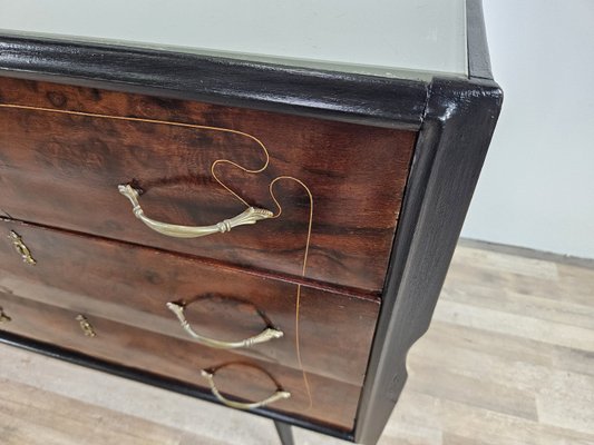 Chest of Drawers in Mahogany and Lacquered Mahogany with Brass Handles, 1960s-ZUW-2035923