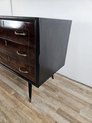 Chest of Drawers in Mahogany and Lacquered Mahogany with Brass Handles, 1960s-ZUW-2035923