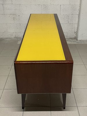 Chest of Drawers in Teak Wood and Top with Colored Glass, 1960s-JHL-2043297