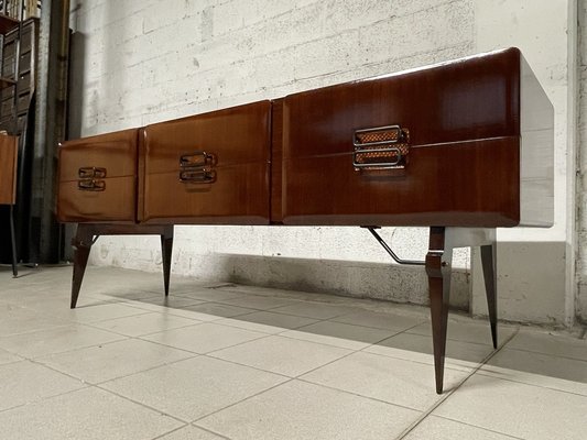 Chest of Drawers in Teak Wood and Top with Colored Glass, 1960s-JHL-2043297