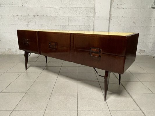 Chest of Drawers in Teak Wood and Top with Colored Glass, 1960s-JHL-2043297