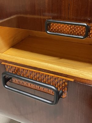 Chest of Drawers in Teak Wood and Top with Colored Glass, 1960s-JHL-2043297