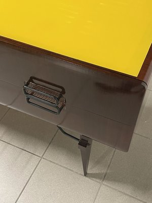 Chest of Drawers in Teak Wood and Top with Colored Glass, 1960s-JHL-2043297